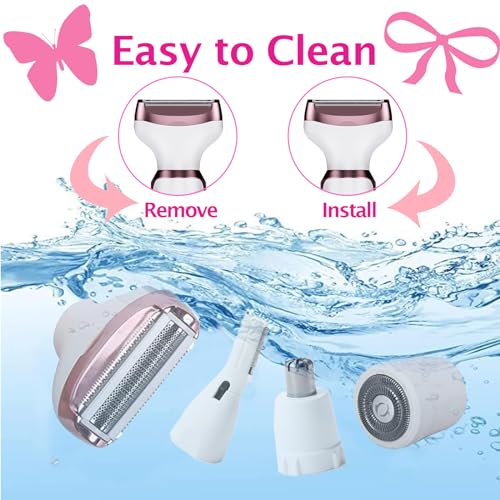 Electric Razors for Women Bikini Shaver for Women 4 in 1 Trimmer, Razors for Shaving Pubic Hair Remover, Painless & Safety for Pubic Body Facial Hair Removal, USB Rechargeable