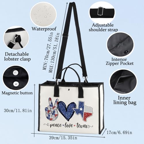 LEVLO Texas State Cosmetic Bag Long Distance Relationships Gift Peace Love Texas Zipper Pouch Bag Moving Away Gift