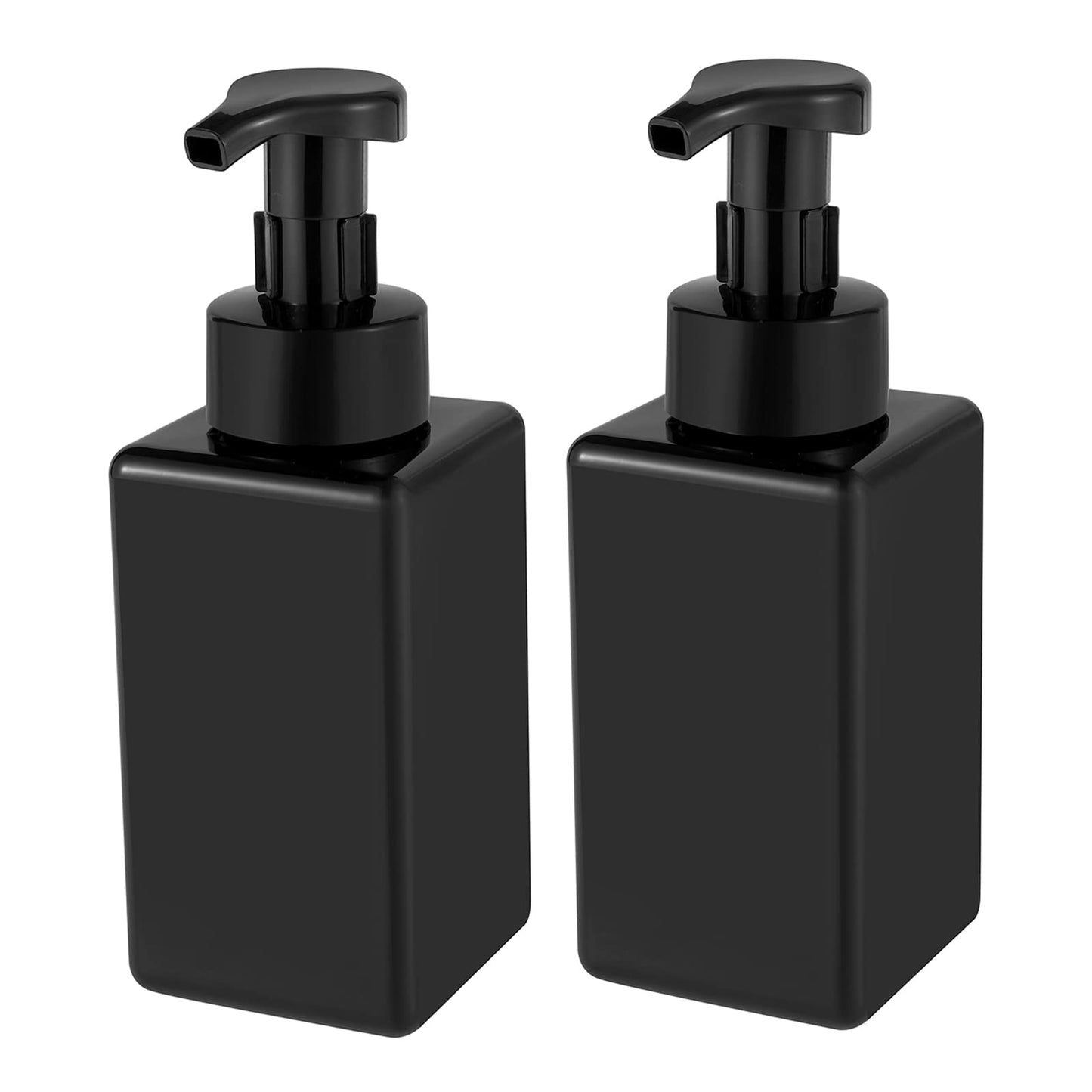 UUJOLY Foaming Soap Dispenser, 15oz Refillable Pump Bottle Plastic for Liquid Soap, Shampoo, Body Wash, 2 Pcs, Black