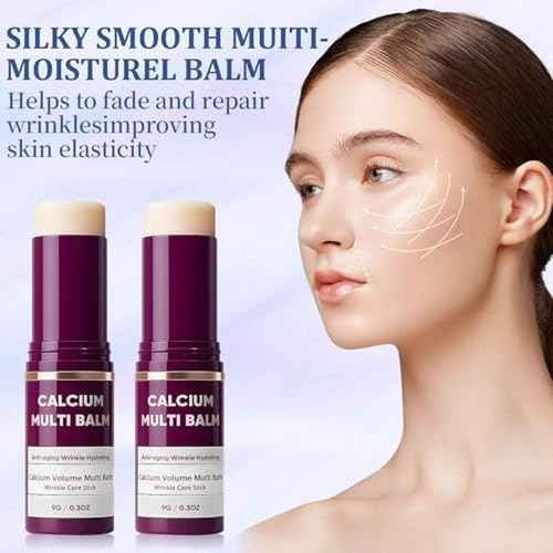 2PCS Calcium Multi Balm,Calcium Volume Multi Balm, Korean Collagen Moisturing Stick, Wrinkle-Reducing Cream,Plumps Reduces Fine Lines, Hydrating Suitable for Eyes, Neck, Face
