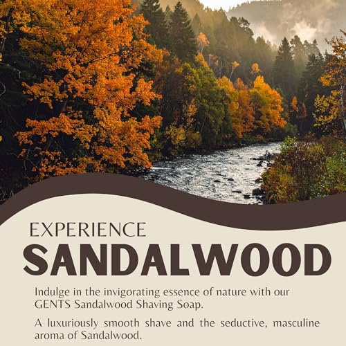 GENTS Men¡¯s Sandalwood Shaving Soap - Natural Bar with Shea Butter & Glycerin for Rich Lather, 3oz