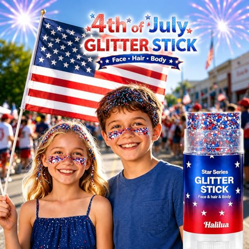 Red White Blue Chunky Glitter Stick – Patriotic Makeup