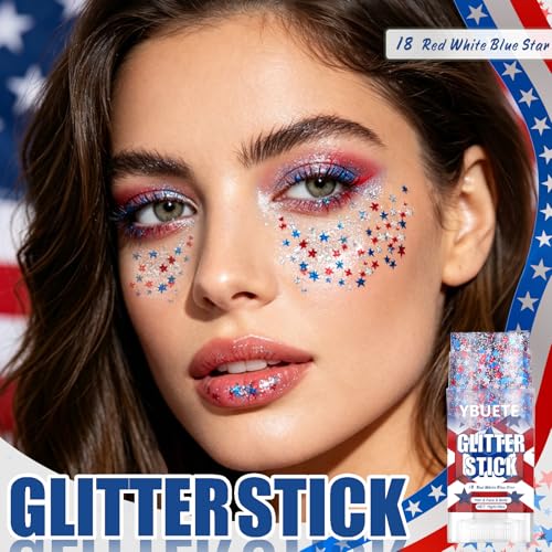 Patriotic Glitter Stick - Red White Blue Face Body Makeup