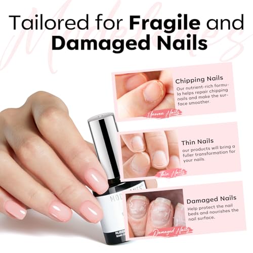 Modelones Builder Rubber Gel Base Coat Glitter Blush for Nails, Nude Pink, Strengthen & Extend