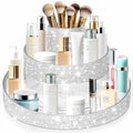 Yivaiks Bling 360 Rotating Makeup Organizer,Shiny Lazy Susan Cosmetic Storage Turntable for Skincare,Perfume & Lipstick,Glitter Round Spinning Tray with Brush Holder for Vanity,Bathroom (10"L x 10"W)