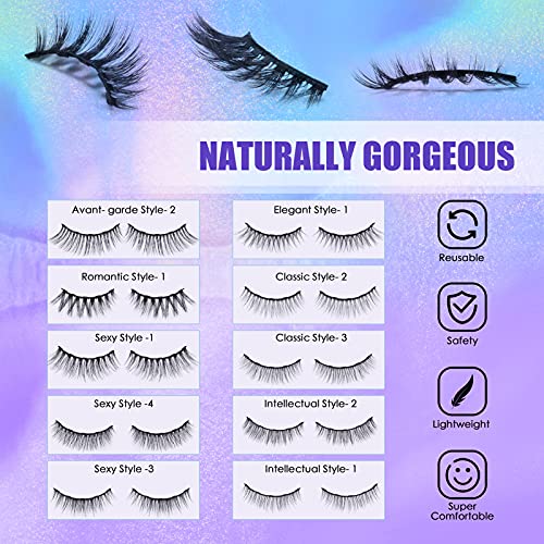 DEJAVIA Magnetic Lashes 10 Pairs with Eyeliner Kit