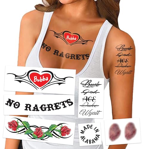 Temporary Tattoos for White Trash Costume - 6 Pack