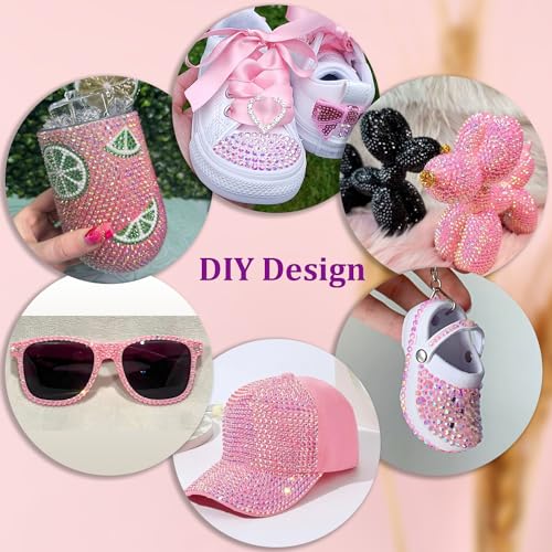 TINKRSTUFF Resin Jelly Rhinestones with Glue – Light Pink AB Flatbacks 2 Box Kit (1 Small Pack + 3x10ml Glue) for DIY Tumblers, Nails, Clothing
