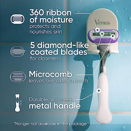 Gillette Venus Deluxe Smooth Platinum Razors for Women, 1 Venus Razor, 2 Razor Blade Refills, Metal Handle with Anti-Slip Grip