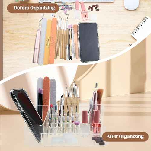 Nail Drill Organizer Box, Professional Nail Organizer, 28 Capacity Nail Art Storage Case with Fixed Compartments