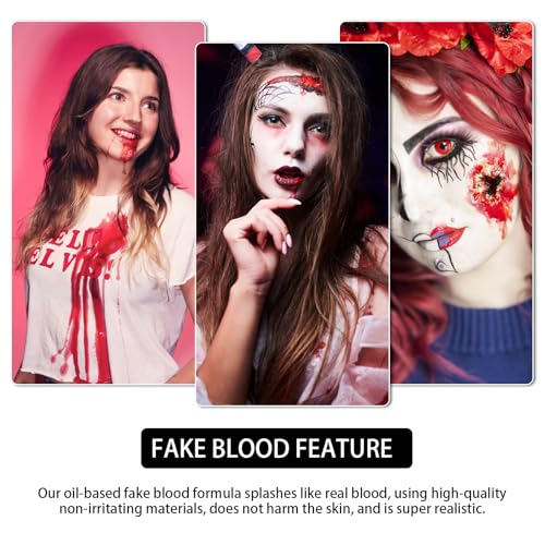 Halloween Fake Blood Makeup Kit - 3 Types, 5oz Total