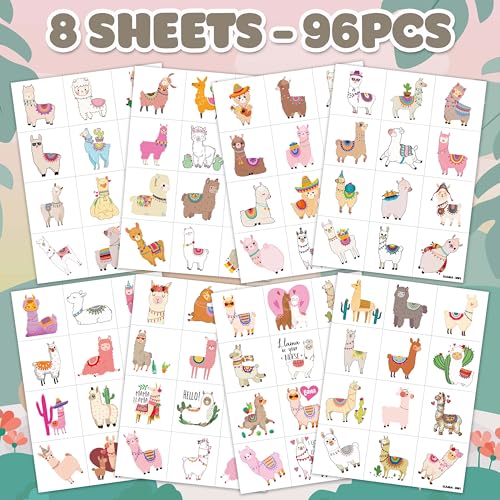 96 PCS Llama Temporary Tattoos - Fiesta Party Favors