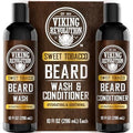Viking Revolution Beard Wash and Beard Conditioner for Men with Argan Oil and Jojoba Oil - Beard Softener and Strengthener Beard Care Beard Shampoo and Conditioner with Beard Oil (10oz, Sweet Tobacco)