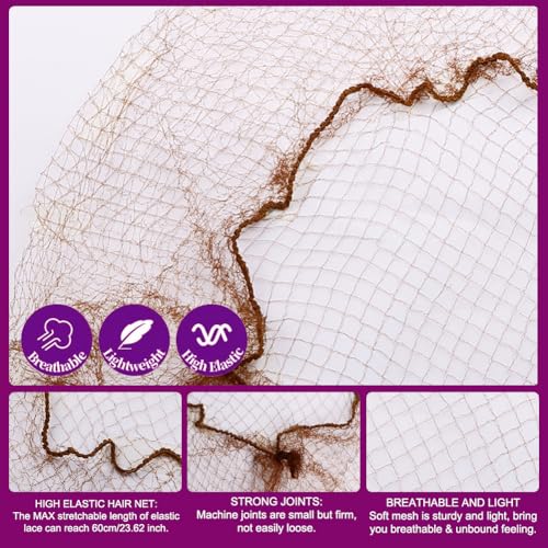 130PCS Hair Nets & Pins Set - Light Brown, 2 Sizes for Ballet, Professional Styling