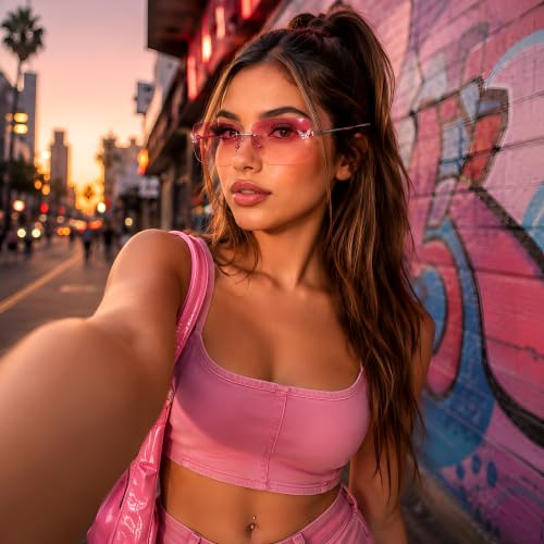 Trendy Rimless Y2K Sunglasses for Women - 2000s Fashion Shades