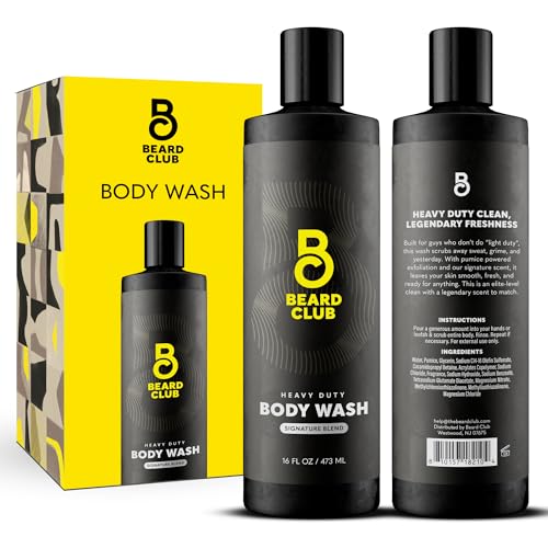 The Beard Club Mens Body Wash ? Heavy Duty Shower Gel for Men with Exfoliating Clean, Rich Lather & Signature Scent ? Men¡¯s Body Wash for Deep Cleansing & Fresh Skin ? 16 fl oz