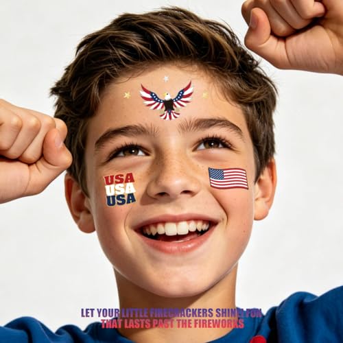 Fourth of July Temporary Tattoos - 30 Patriotic Tattoo Stickers USA