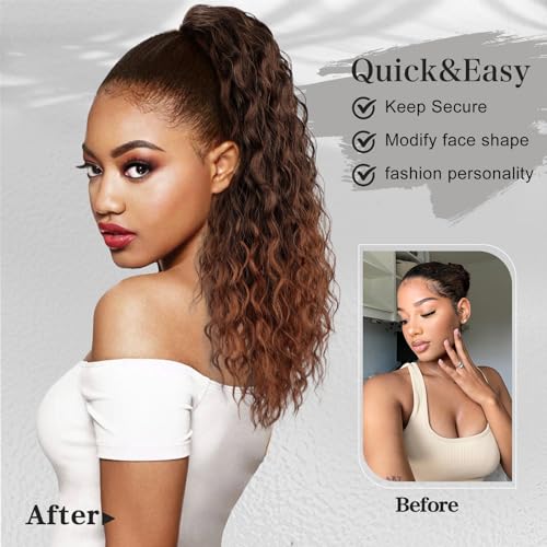 FREEMEIGE Drawstring Ponytail Extension 20" Curly Wavy for Black Women