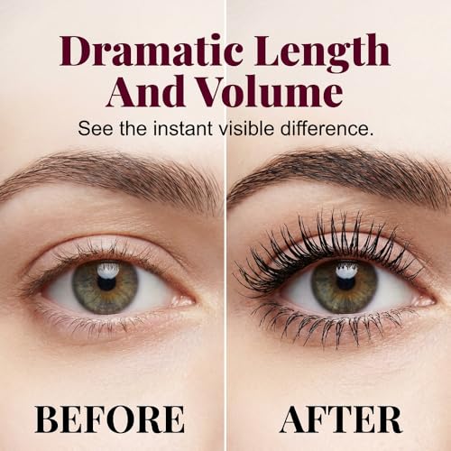 Hulezt 7D Waterproof Volume Mascara for Natural Length & Volume, Long-Lasting Curling Black Lash Makeup