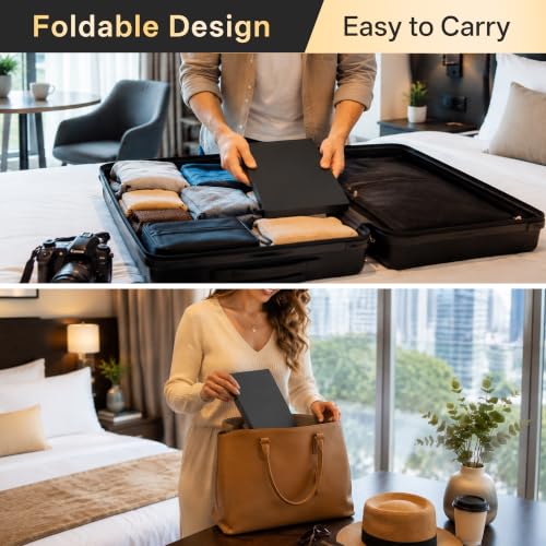 3 Way Mirror with Shelf and Black-With Shelf LADETTO – Folding 360 Self-Cutting Mirror