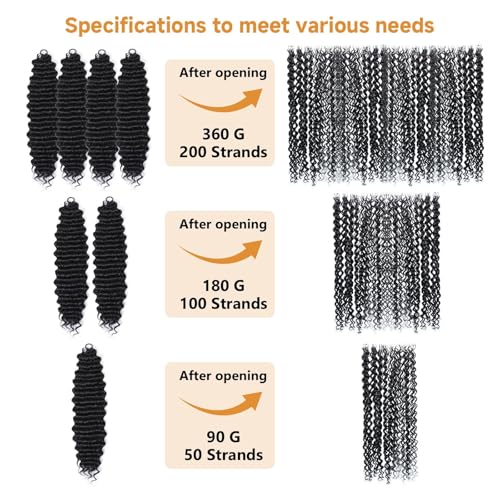 Deep Wave Feather Crochet Hair 18 Inch - Knotless Extensions