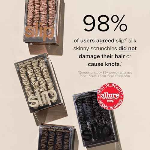 slip Skinny Scrunchies, Black & Leopard |Pure Silk Skinny Scrunchie | 100% Mulberry Silk, Anti-Crease, Gentle on Hair, Reduces Breakage | Stylish & Durable, Amazon Exclusive