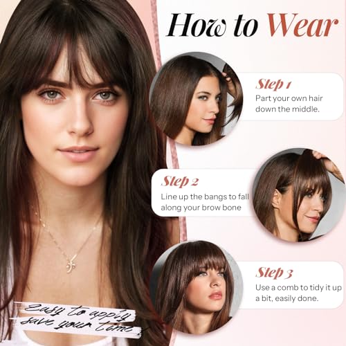Clip-In Human Hair Bangs with 3 Non-Slip Clips