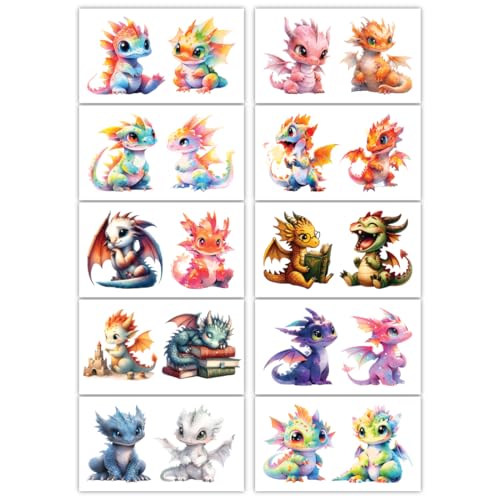 Temporary Tattoos Dragons - 30 Sheets (60+ Designs)