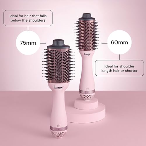L'ANGE HAIR Le Volume 2-in-1 Titanium Blow Dryer Brush | Hot Air Brush for Hair Drying & Styling | Ionic Oval Barrel for Smooth, Frizz-Free Volume | (Blush ? 60mm)