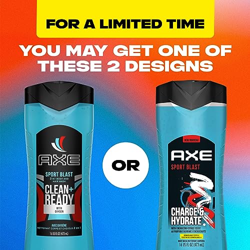 AXE Body Wash Charge and Hydrate Sports Blast Energizing Citrus Scent Men's Body Wash 100 percent Recycled Bottle 16 oz (Pack of 8)