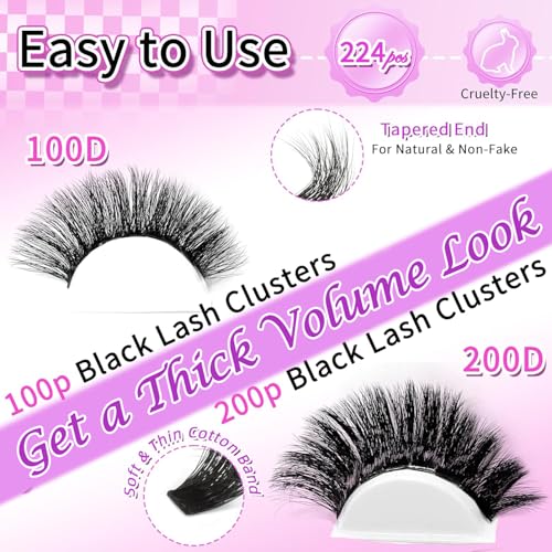 100D/200D Thick Volume Lash Clusters 12-22mm DIY