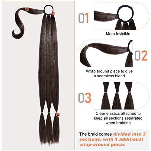 SEIKEA Braided Ponytail Extension 26" Synthetic Hair Black