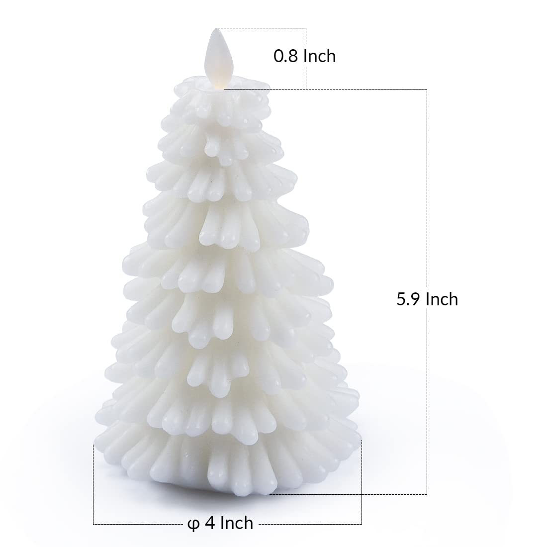 AGLARY White Christmas Tree Flameless Candles, Battery Operated LED Candles, Moving Wick, Tming Function, Set of 2