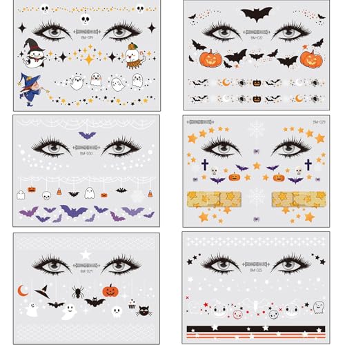 Halloween Temporary Tattoos for Kids - 6 Sheets