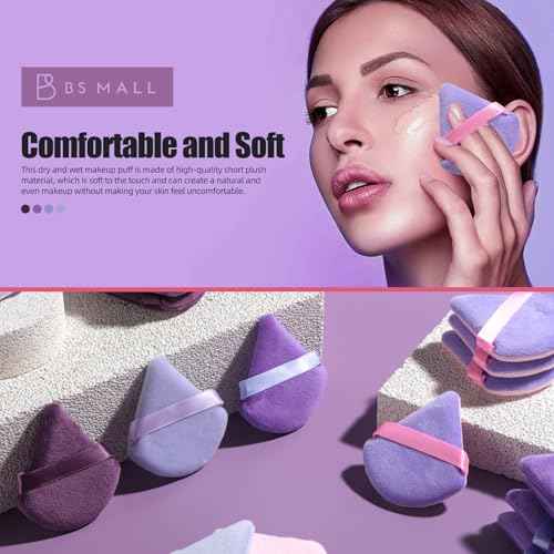 BS-MALL Triangle Puffs, Makeup Sponge Set 20 Pieces, Cosmetic Applicators for Foundation, Powder, Blush Large Pack (Purple)