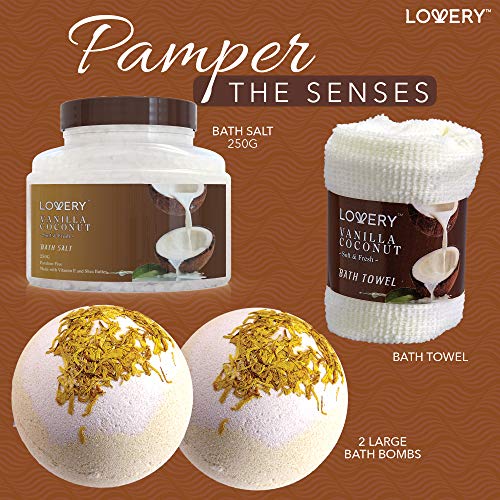 Vanilla Coconut Spa Gift Basket for Women – 9 Piece Set