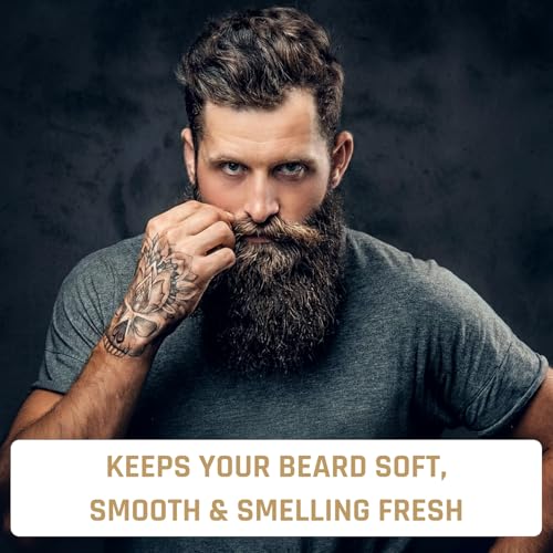 Derm Dude Full and Soft Beard Balm for Men ? Conditioning Balm with Natural Oils for Growth, Softness & Styling ? Tames Frizz, Hydrates Skin ? Non-Greasy - SandalWoody, 2oz