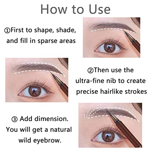 Liquid Eyebrow Pencil Set - Ultra Fine Tip, Waterproof, Gray & Brown