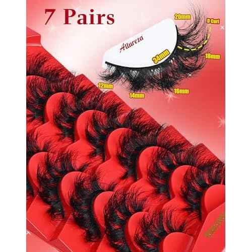 Strip Lashes That Look Like Lash Clusters 12-20mm 80D Volume False Eyelashes Wispy Soft Curly Eye Lashes 7 Pairs Waterproof Faux Mink Lashes Big Personality Red Box Lashes, by Allureza