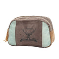 Myra Bag Original Vintage Print Make-Up Kit Leather & Upcycled Canvas Bag S-1010