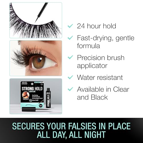 Ardell Waterproof Lash Glue Black - Fast-Drying, 24-Hour Hold for Strip Lashes
