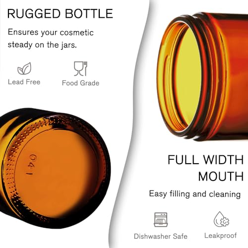 4 oz Amber Glass Jars with Lids, 2 Pack