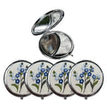 Leimandy 4-Pack Embroidered Compact Mirrors - Double-Sided 1x/2x Magnifying Bridesmaid Pocket Mirror Foldable Makeup Mirror for Wedding Shower | Birthday | Graduation Gifts L2 (Blue ForgetMeNot)