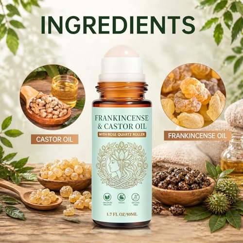Frankincense & Castor Oil Roller - Rose Quartz, 50ml