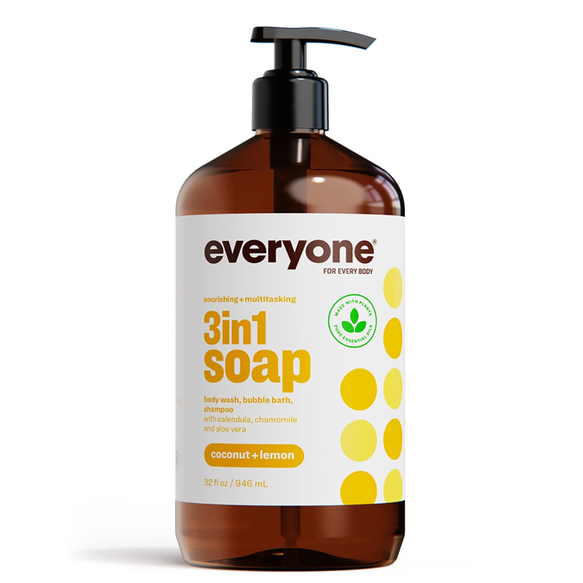 Everyone for Every Body 3-in-1 Soap - Body Wash, Shampoo, and Bubble Bath - Coconut + Lemon, 32 Ounces