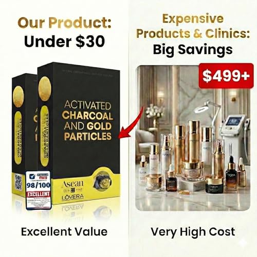 Premium 2X African Black Soap with 24K Gold Collagen Vitamin C Natural Handmade Charcoal Bar for Deep Cleansing Brightening Acne Control Face & Body 100% Egyptian