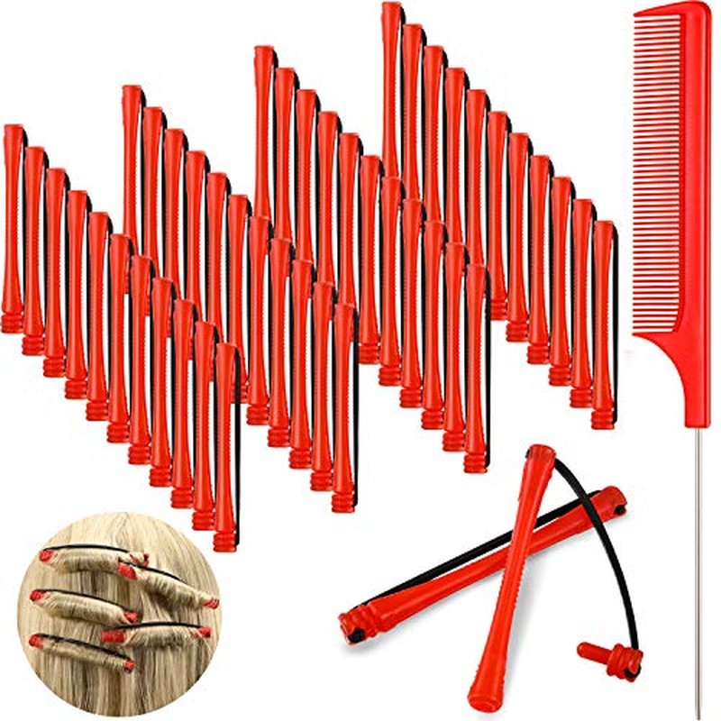 48 Pieces Hair Perm Rods Cold Wave Rollers with Rat Tail Comb