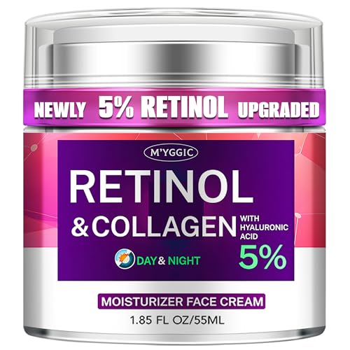 Collagen Moisturizer Retinol Face Cream with Hyaluronic Acid & Arbutin, Day & Night Anti Aging Facial Moisturizing Cream for Face and Neck to Reduce Wrinkles, Women and Men £¬1.85 Fl Oz