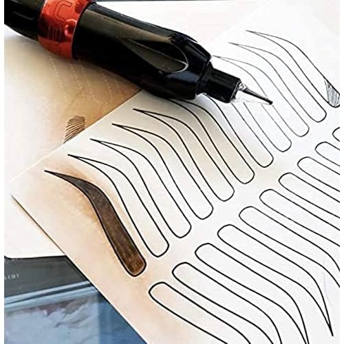 Stylia Microblading Practice Fake Skin Sheet for Eyebrow Tattoo, Fake Skin for Tattoo, Micro Blading Eye Brow Makeup, Tattoo Skin Practice Kit, Tattooing Supplies (5 Black Double Sided +1 Bonus White)