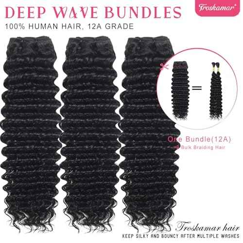 Deep Wave Bundles Human Hair 1 Bundle Brazilian Wet and Wavy Human Hair Bundles 26 Inch 12A 100% Unprocessed Deep Curly Weave Bundles